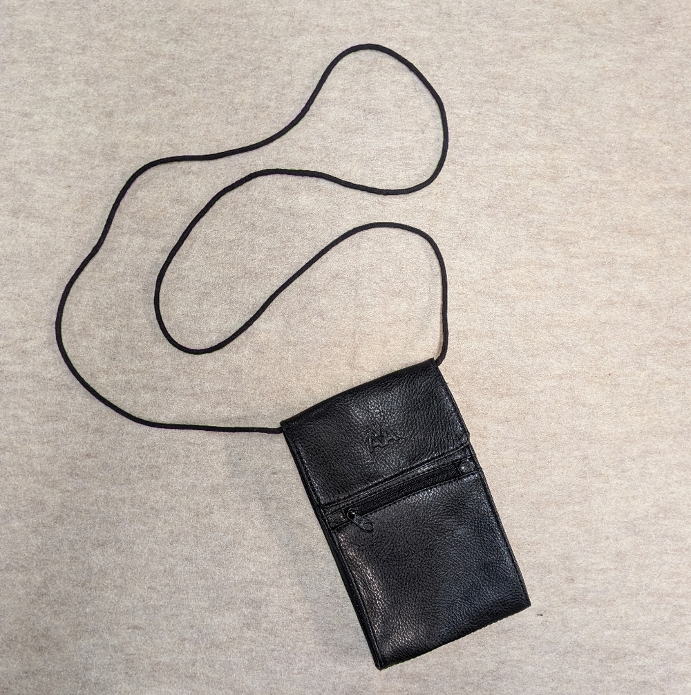 Vintage American Airlines Pebbled Leather Phone Small Pouch Purse Crossbody Bag